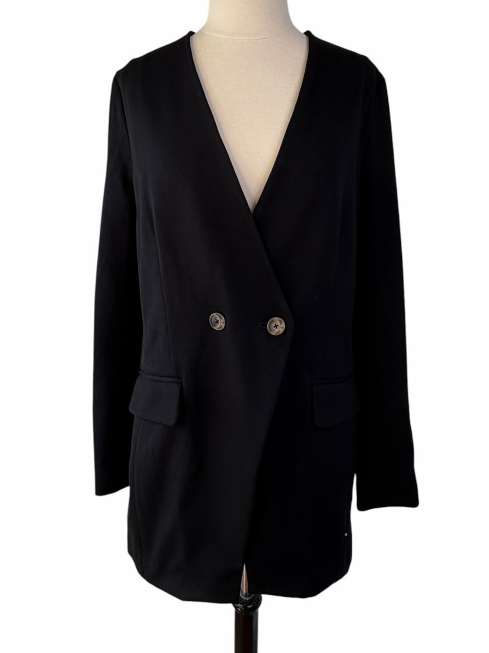 PEARL by Lela Rose Ponte Blazer Black Double-Breasted Women's Jacket 8 - Picture 7 of 11